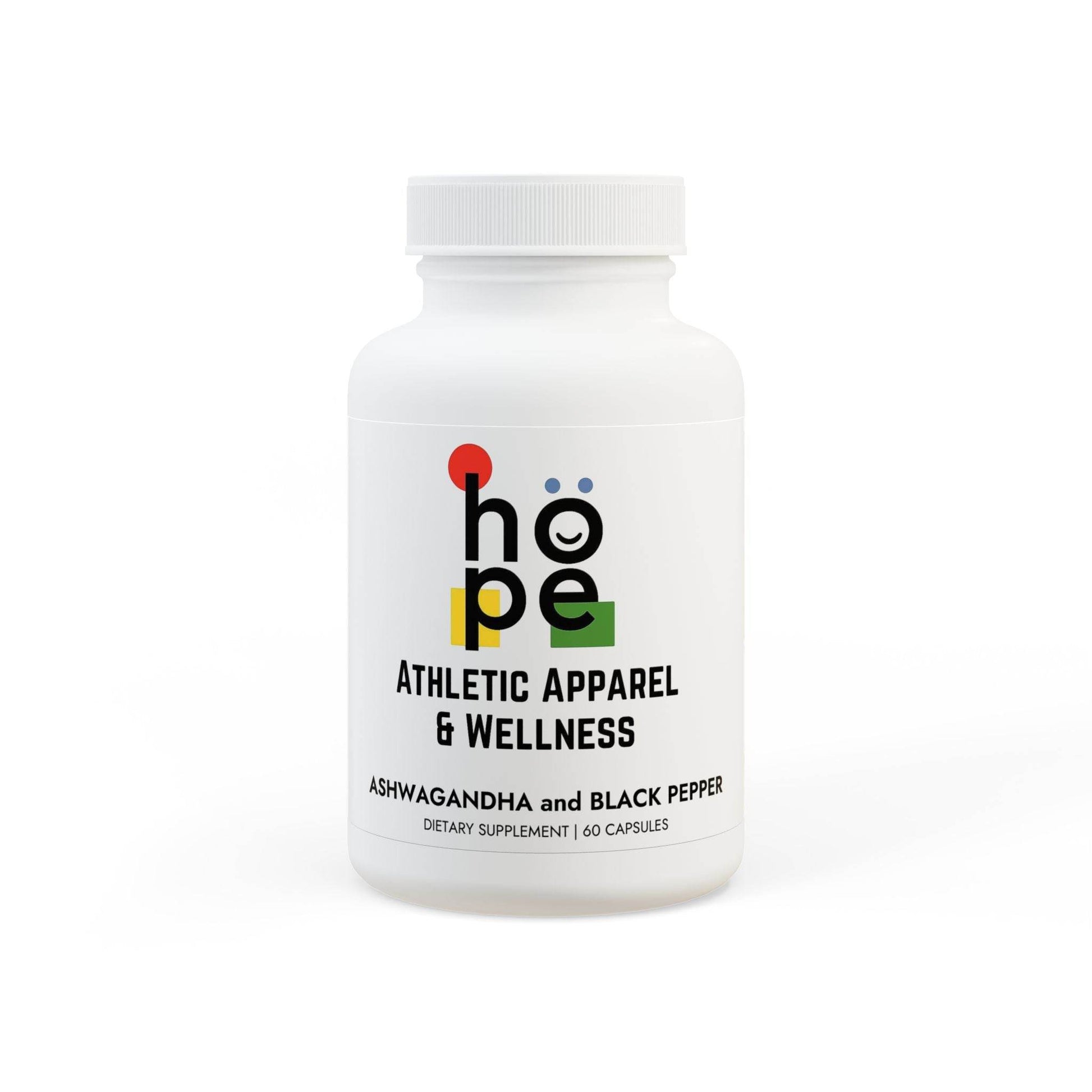 Ashwagandha Black Pepper Capsules - 60 Count Supplement for Stress Relief and Wellness - HOPE Athlete Apparel & Wellness 