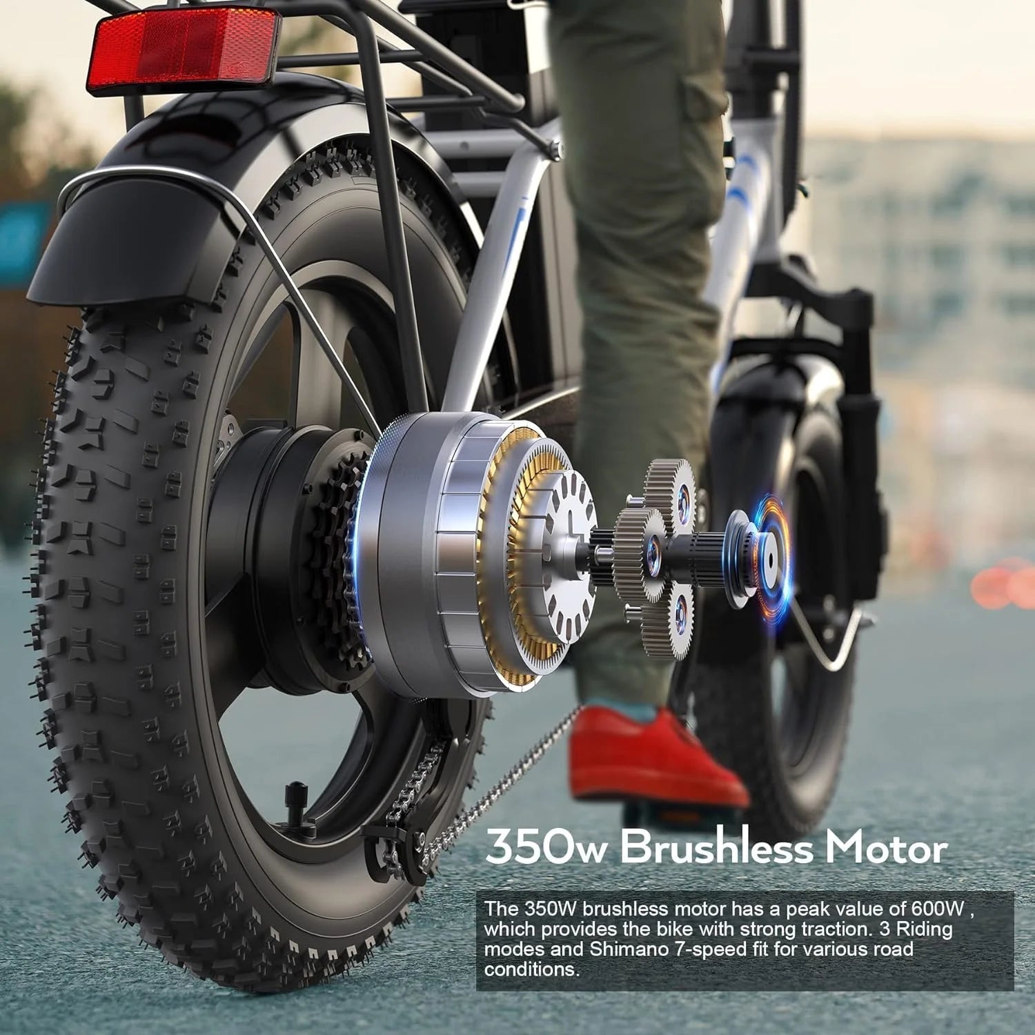 Electric Bike 16" X 3.0 Fat Tire Electric Bike 48V 350W Adult Folding Electric Bike 19.8MPH Urban Commuter Electric Bike with Smart LCD Display