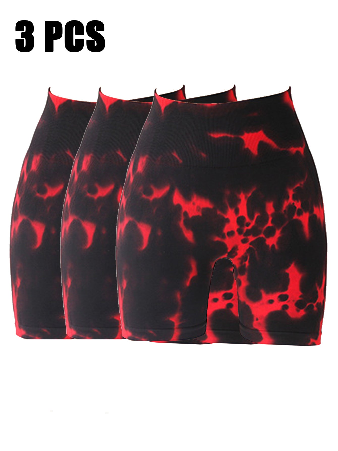 3 Pack Tie-Dye High-Waisted Butt-Lifting Yoga Shorts - Women's Sports Workout Leggings