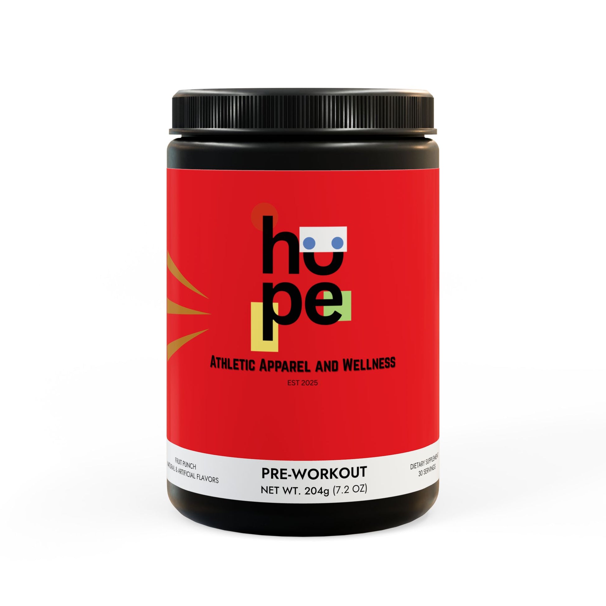 Pre-Workout Supplement, Fruit Punch (204g, 7.1oz) - HOPE Athlete Apparel and Wellness