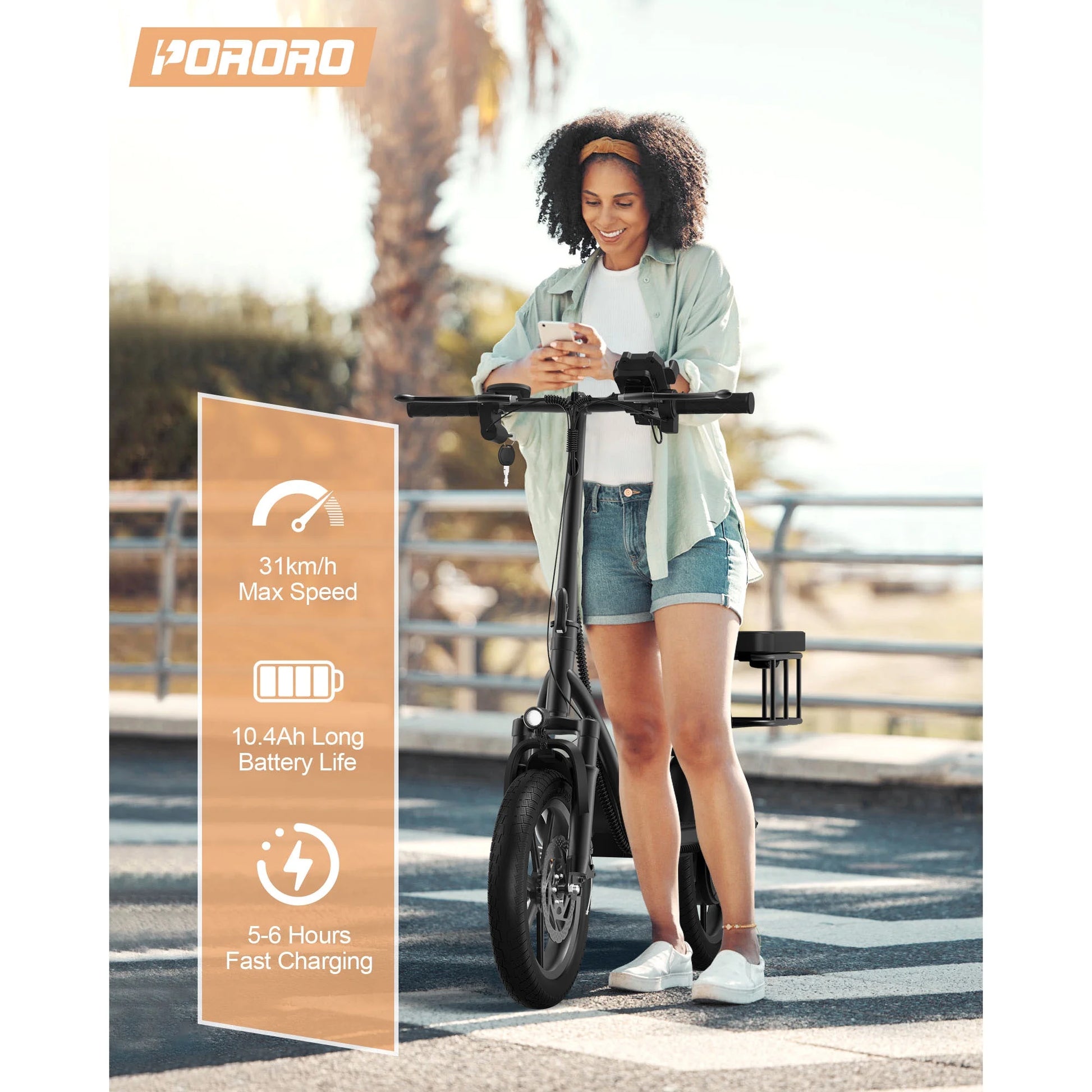 Electric Scooter for Adults, Max 25 Miles Range, with 14" Tires, 500W, 22MPH, Black
