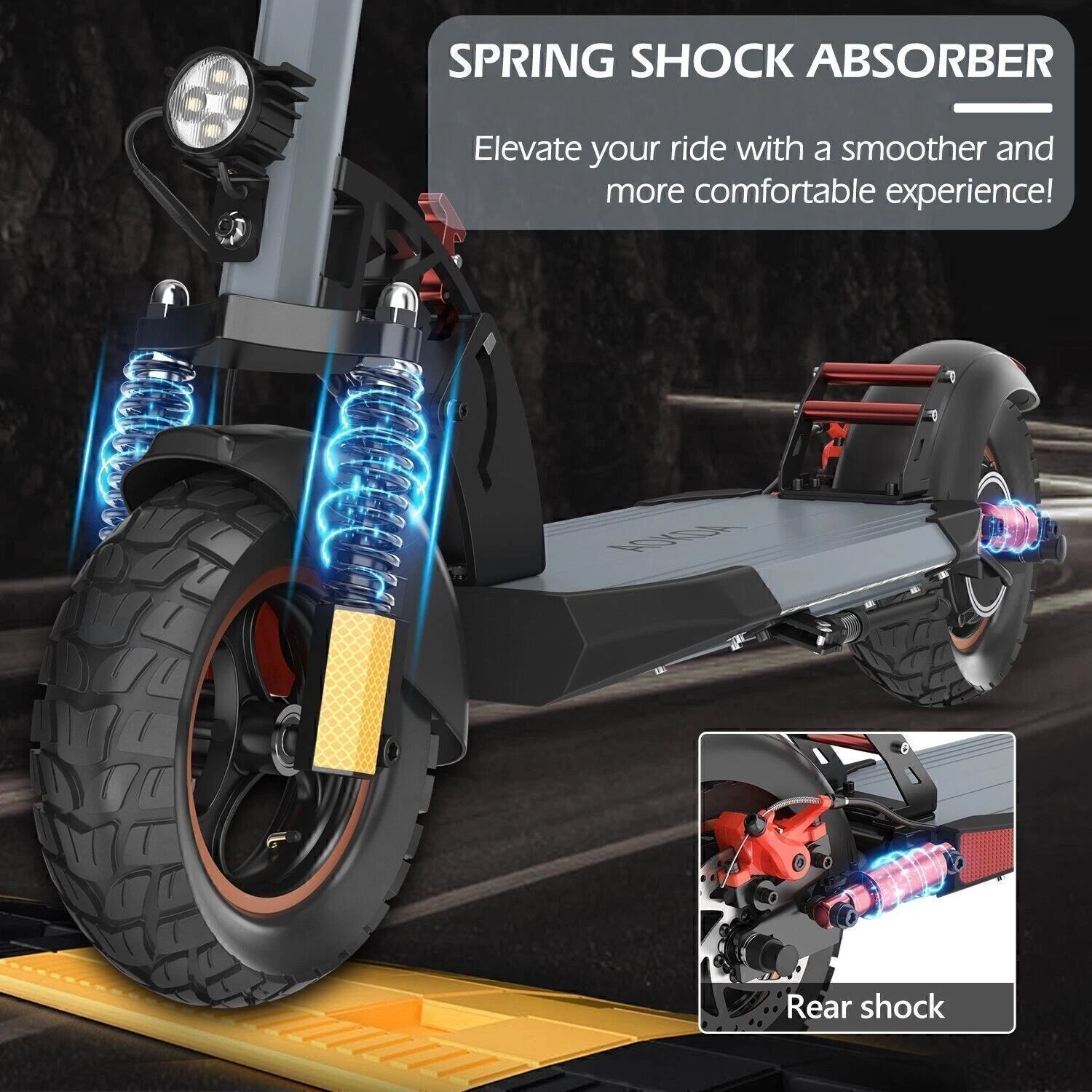 800W 10Ah Commuter E-Scooter W/Seat, 28Mph 26Mi 3-Speed for Adults/Teens 12+