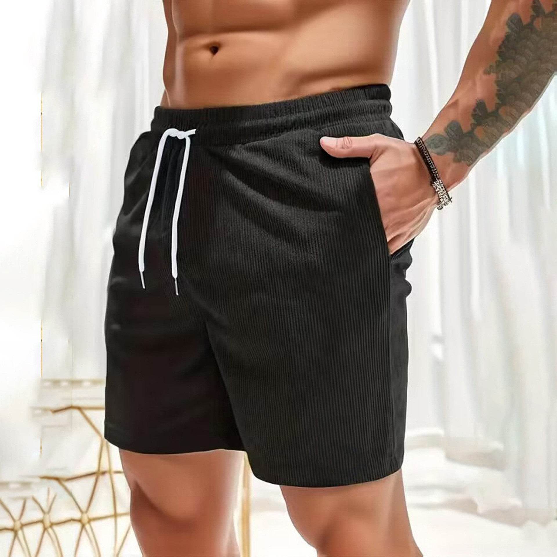 Pure Color Tied Sports Pants Corduroy Simple - HOPE Athlete Apparel & Wellness 
