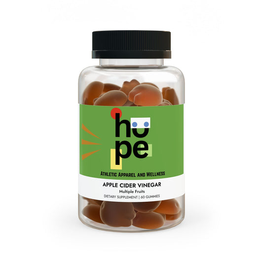 Front view of Apple Cider Vinegar Supplements bottle label, showcasing 60 Gummies for Digestive Health & Energy support.