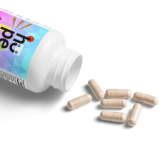 Brain Support Complex supplement bottle opened to show product pills and bottle interior