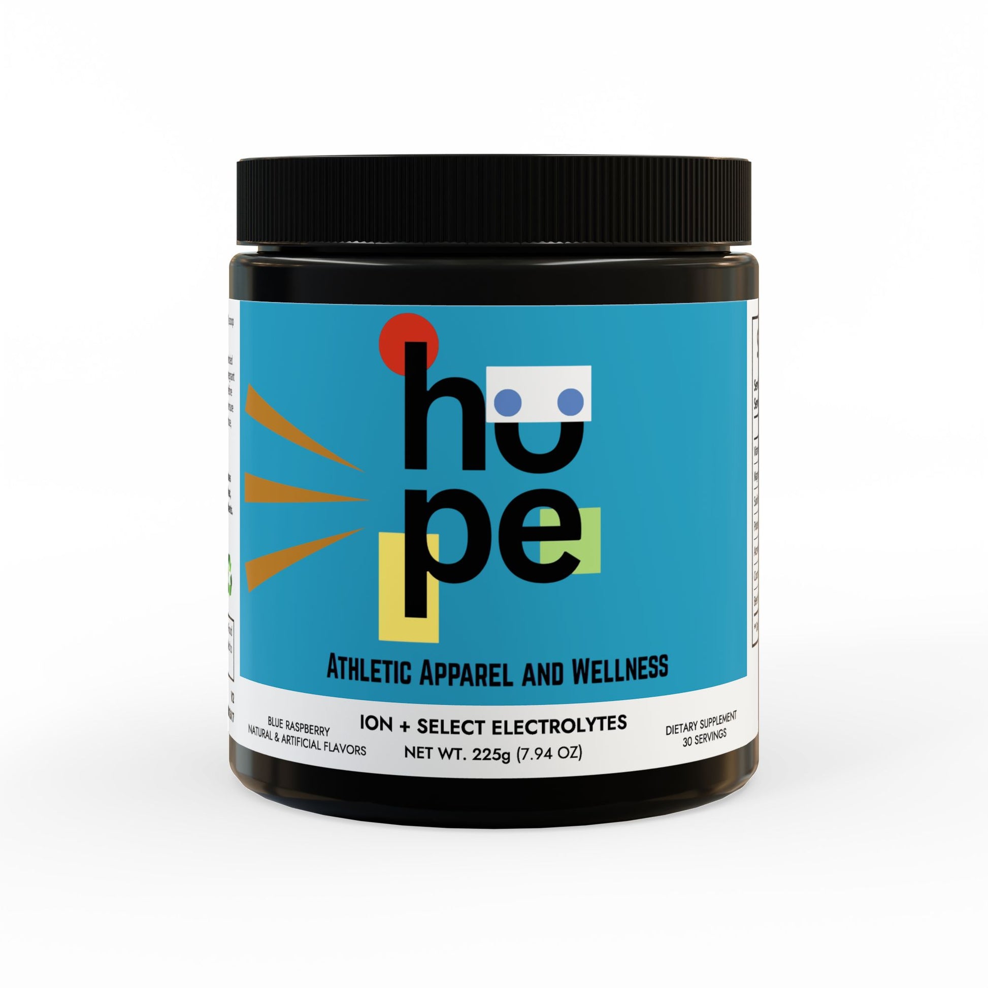 Front label of ION+ Select Electrolyte Supplement, showcasing product name, Enhance Performance and Recovery benefits, and 225g (7.9oz) weight.