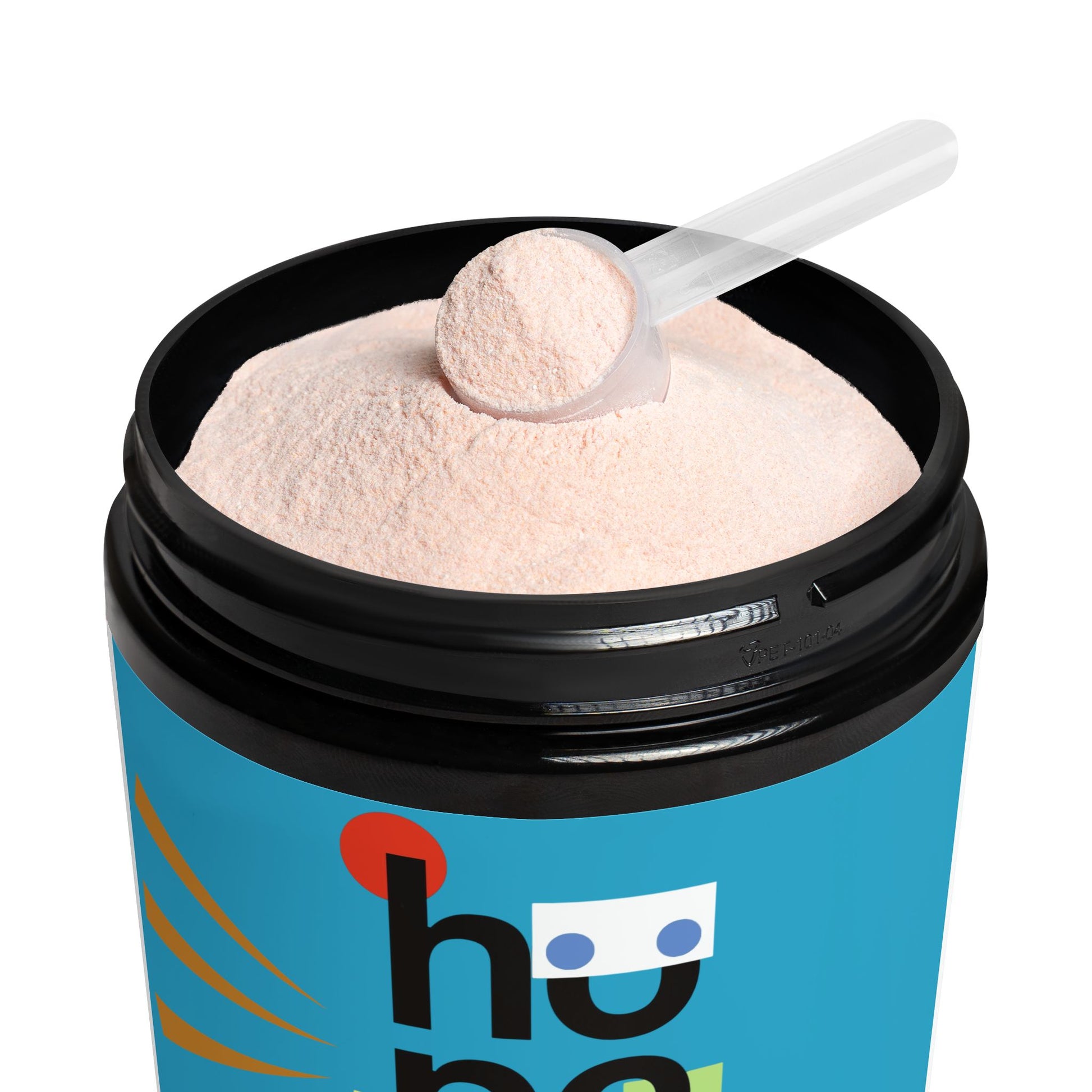 Open container of ION+ Select Electrolyte Supplement, showcasing product color and details, with powder visible.