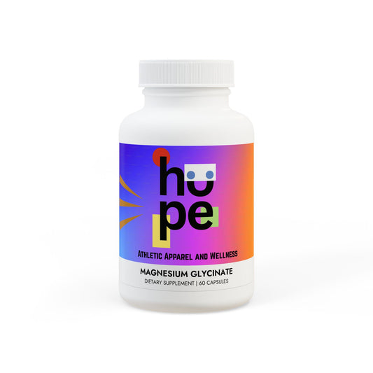 Front label view of Magnesium Glycinate Supplement, displaying product information
