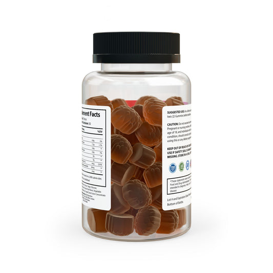 Third side view of Sleep Well Gummies Supplement bottle, showcasing product packaging design and details