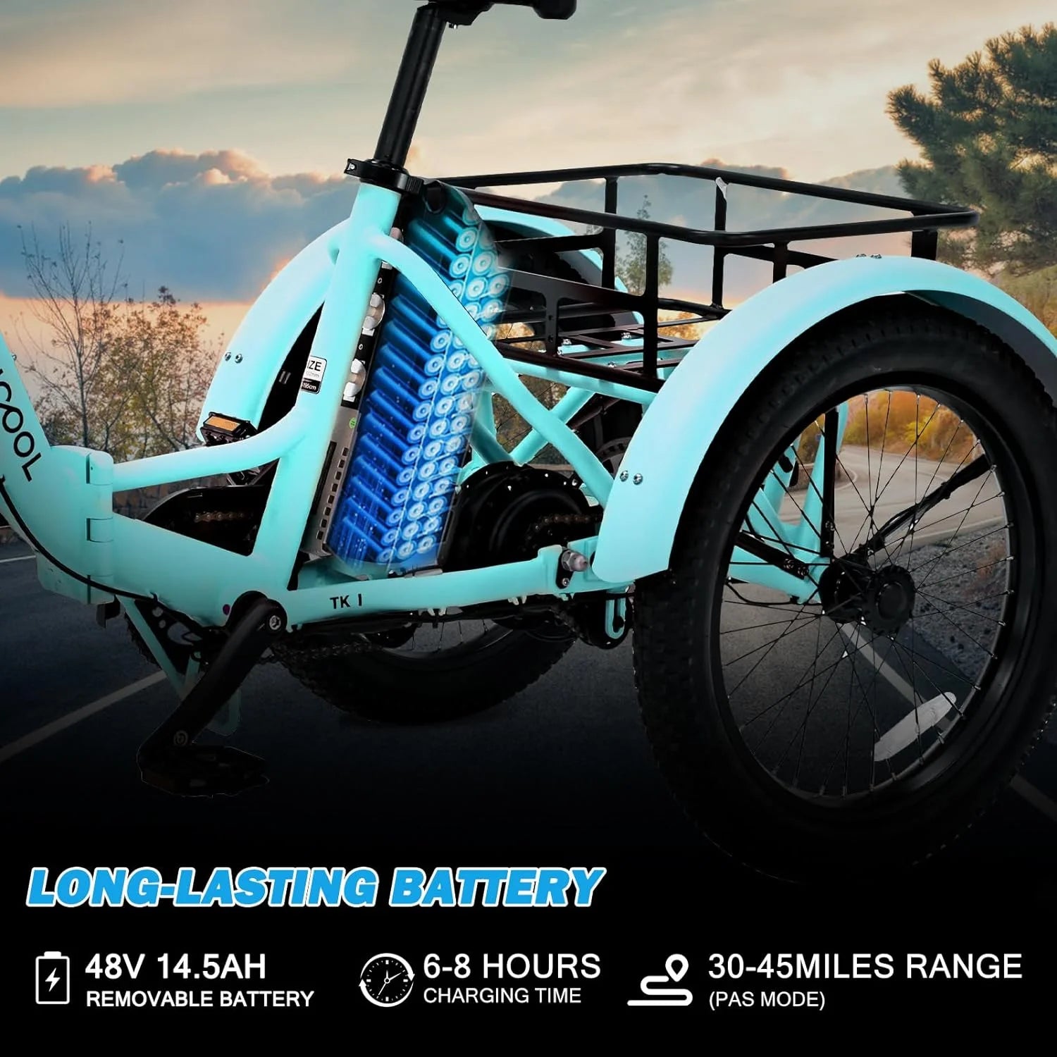 Folding Electric Trike for Adults, 20" Fat Tire Foldable Electric Trike, 750W Motor 48V Removable Battery, 3 Wheel Electric Bicycle with Front & Rear Basket