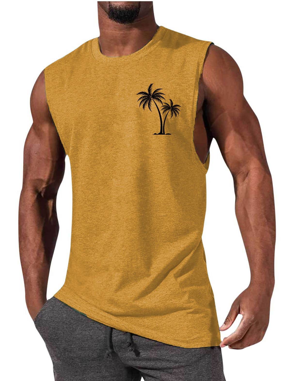 Coconut Tree Embroidery Vest - Summer Beach Tank Tops for Workout - HOPE Athlete Apparel and Wellness