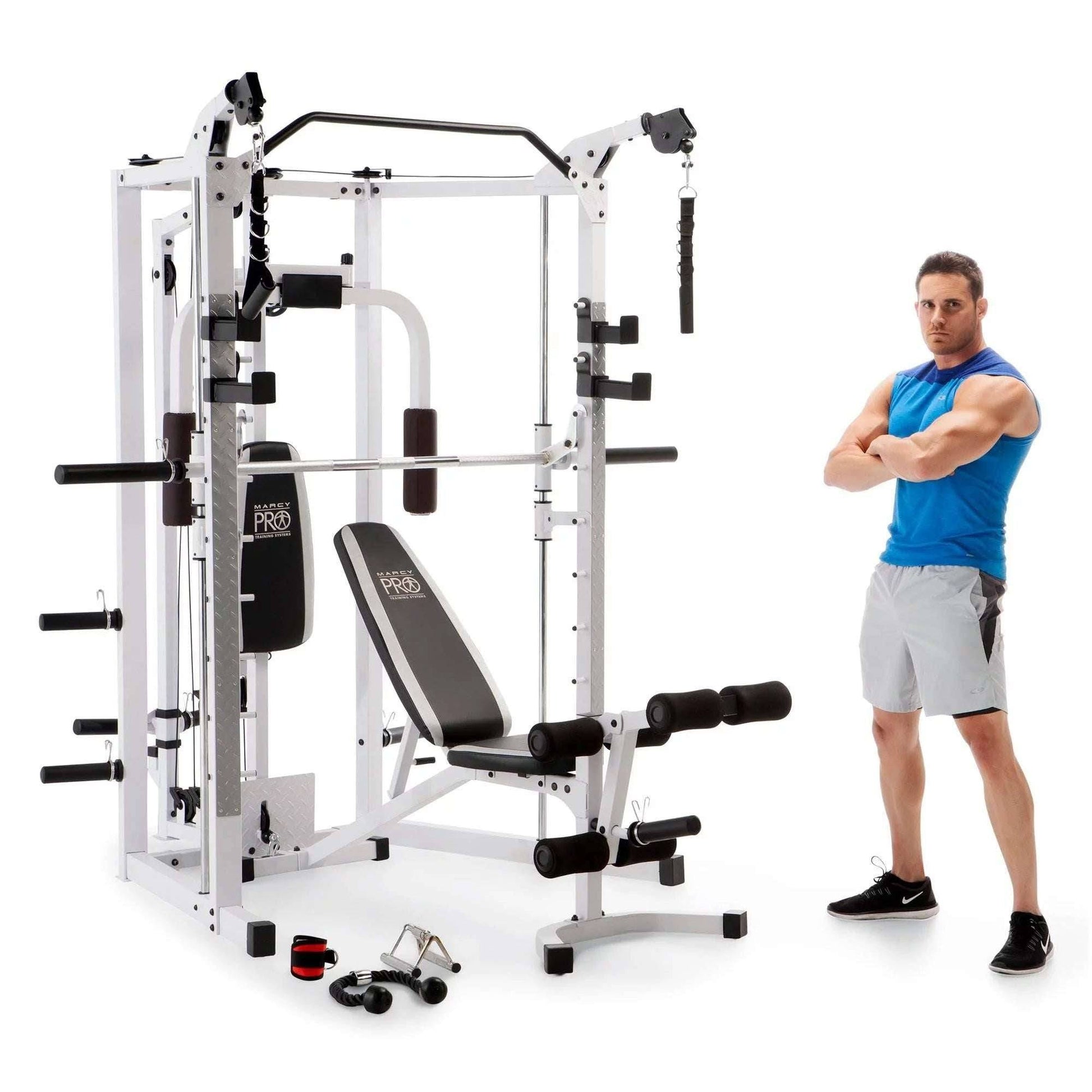 Combo All-in-One Home Gym Equipment for Full Body Workout - White -