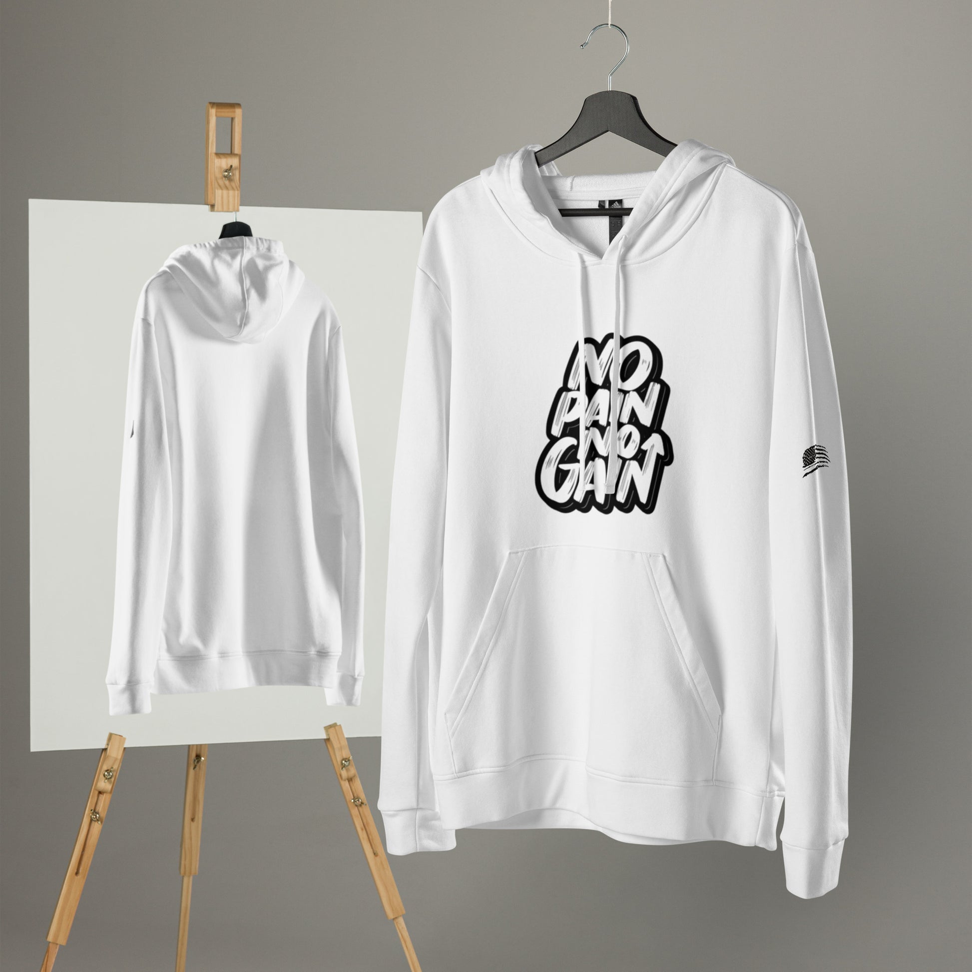 Men's Adidas Fleece Hoodie - No Pain No Gain for Comfort and Performance -