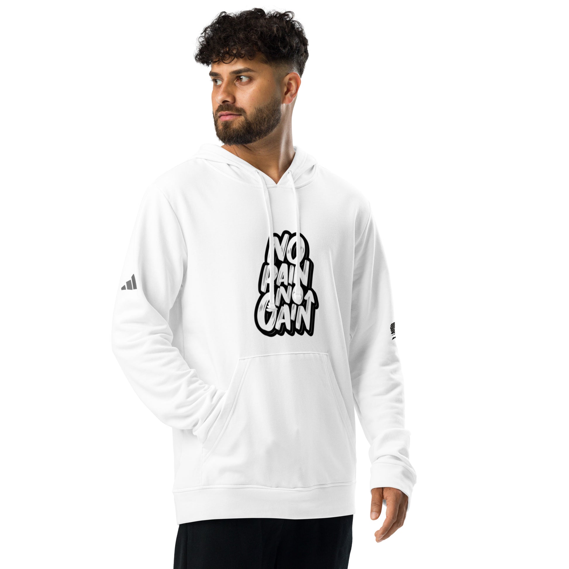 Men's Adidas Fleece Hoodie - No Pain No Gain for Comfort and Performance -