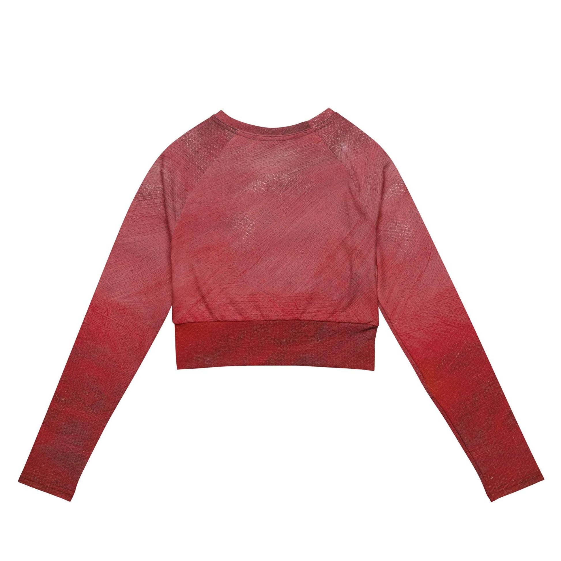 Women's Eco-Friendly Crop Top - Recycled Long Sleeve in Red for Sustainable Fashion -
