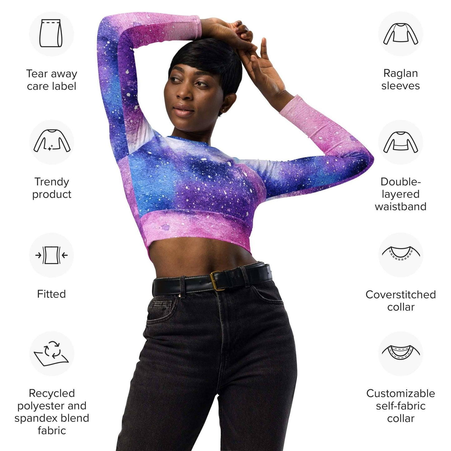 Women’s Eco-Friendly Long-Sleeve Crop Top - Earth Tone -
