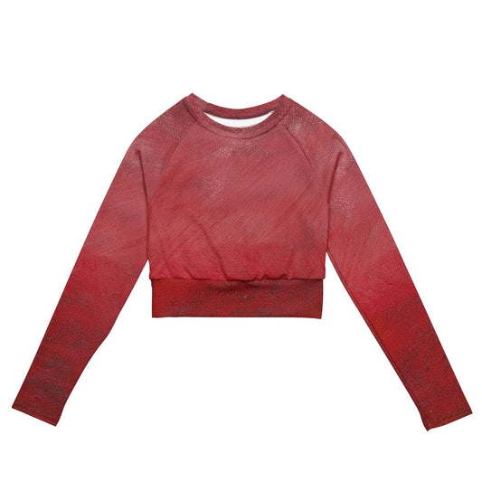 Women's Eco-Friendly Crop Top - Recycled Long Sleeve in Red for Sustainable Fashion -
