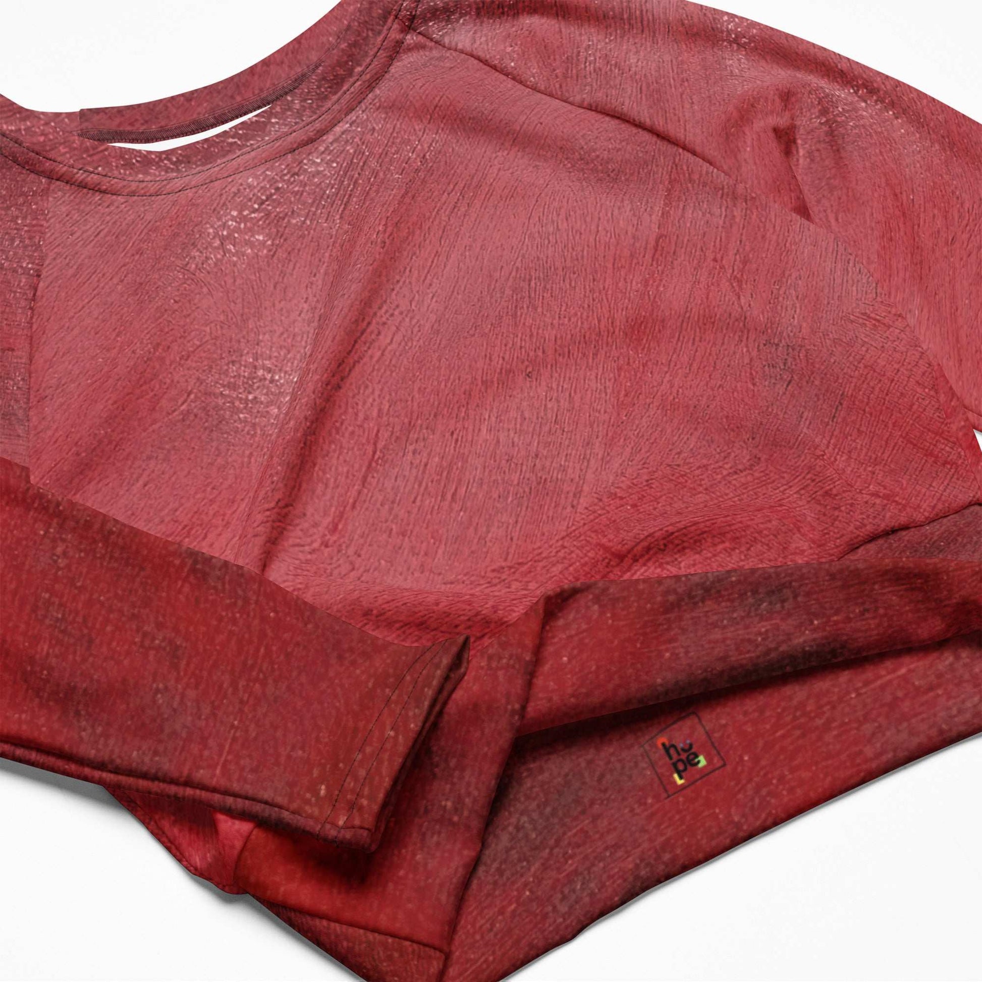 Women's Eco-Friendly Crop Top - Recycled Long Sleeve in Red for Sustainable Fashion -