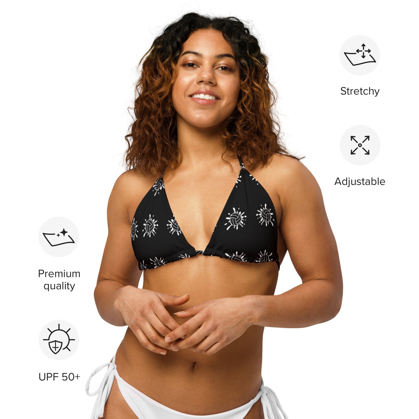 Black & White Women's Bikini Top - Summer Vibes Swimsuit for Women