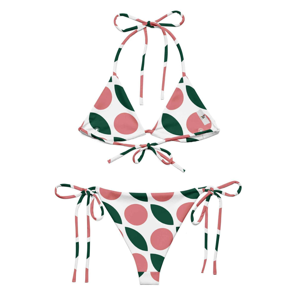 Eco-Friendly Bikini Swimwear - Women's Pink Green White Recycled String Bikini - HOPE Athlete Apparel & Wellness 