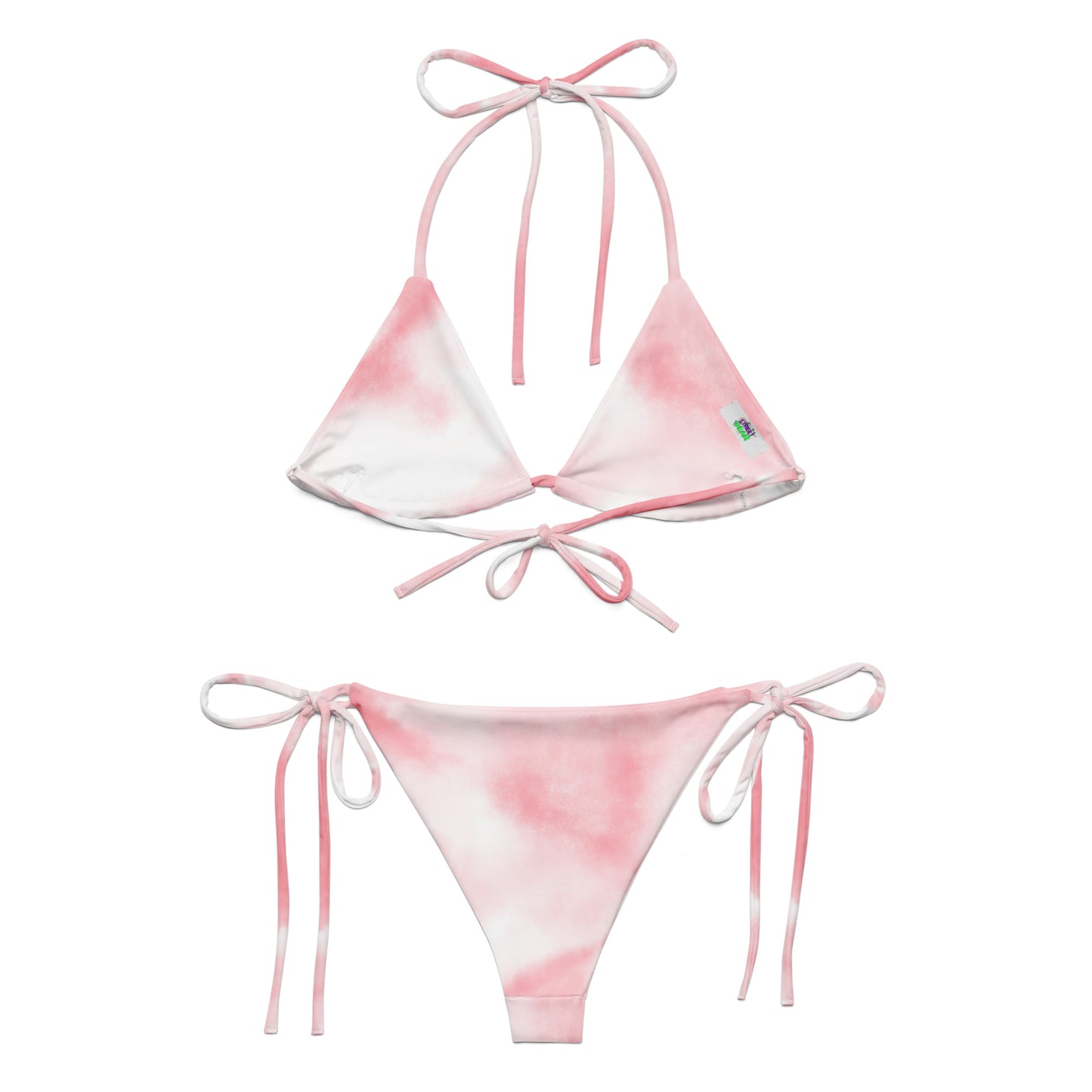Women's Pink & White Print Eco-Friendly String Bikini - Sustainable Swimwear