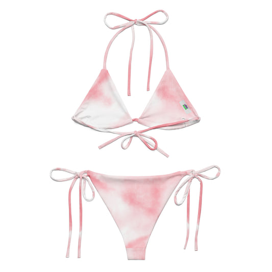 Women's Pink & White Print Eco-Friendly String Bikini - Sustainable Swimwear