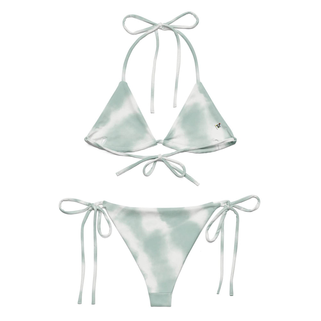 Women's Recycled Bikini for Women: Green & White Sustainable Summer Vibes String Bikini - HOPE Athlete Apparel & Wellness 