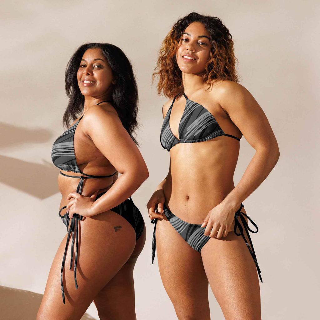 Eco-Friendly String Bikini in Black & Gray | Sustainable Swimwear - HOPE Athlete Apparel & Wellness 
