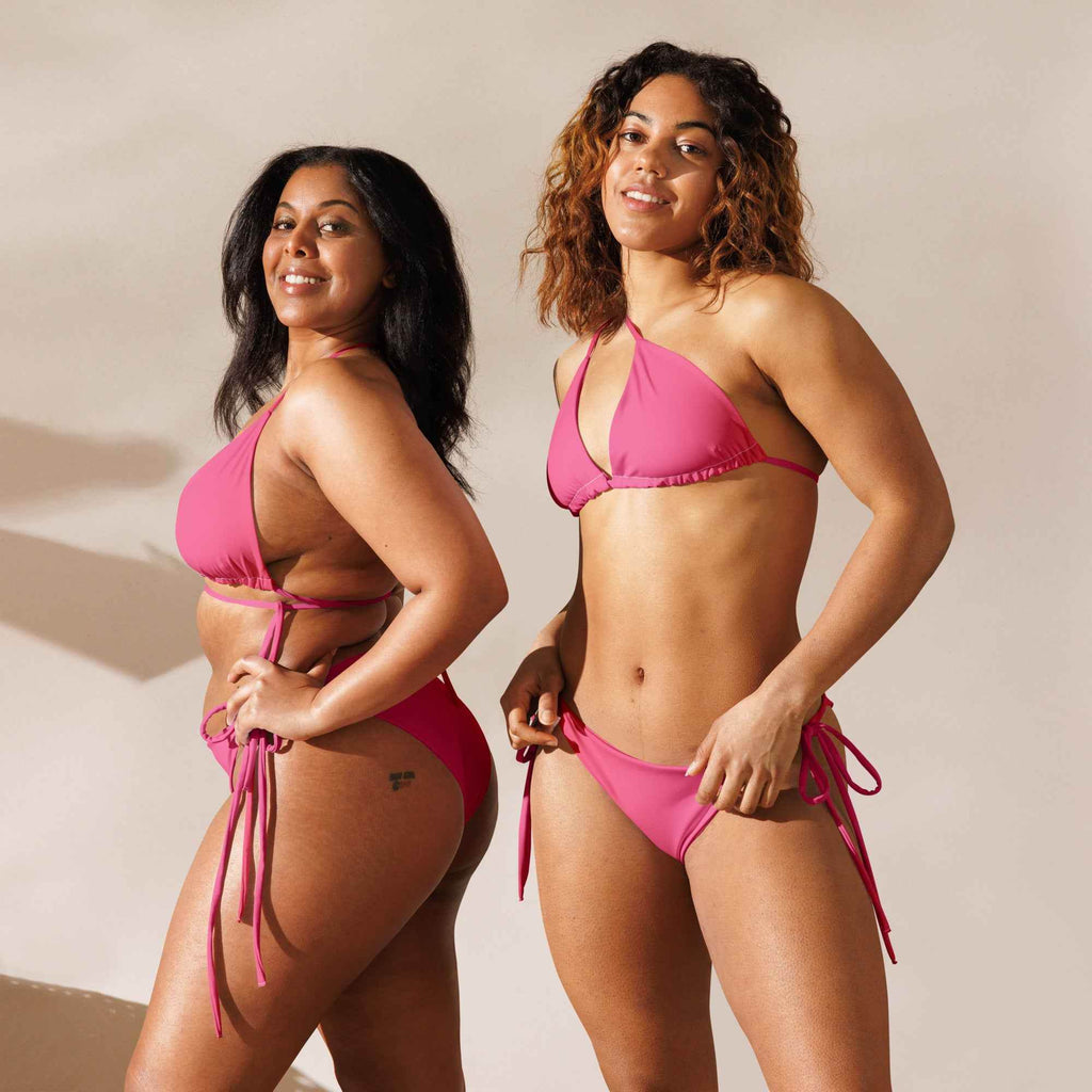 Women's Pink Print Eco-Friendly Swimwear Recycled String Bikini - HOPE Athlete Apparel & Wellness 