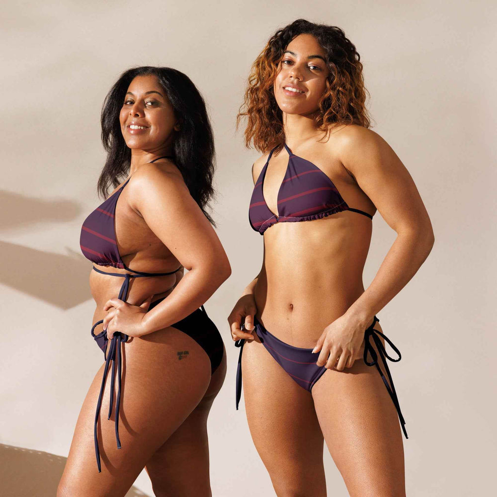 Eco-Friendly Bikini Swimwear - Dark Pink Navy Blue Recycled String Swimwear - HOPE Athlete Apparel & Wellness 