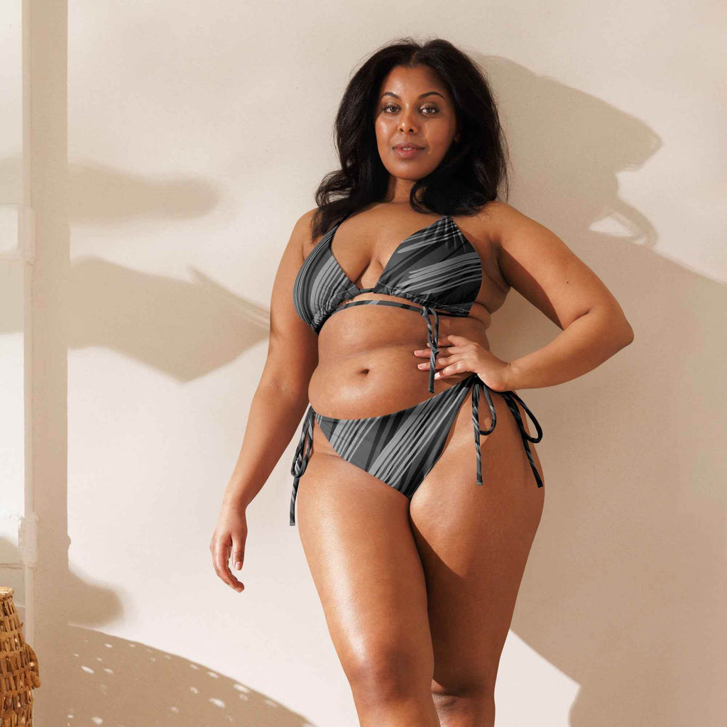 Eco-Friendly String Bikini in Black & Gray | Sustainable Swimwear - HOPE Athlete Apparel & Wellness 