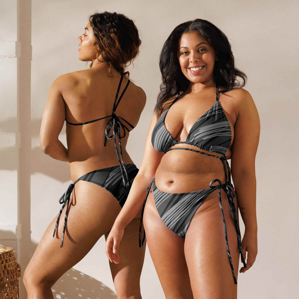 Eco-Friendly String Bikini in Black & Gray | Sustainable Swimwear - HOPE Athlete Apparel & Wellness 