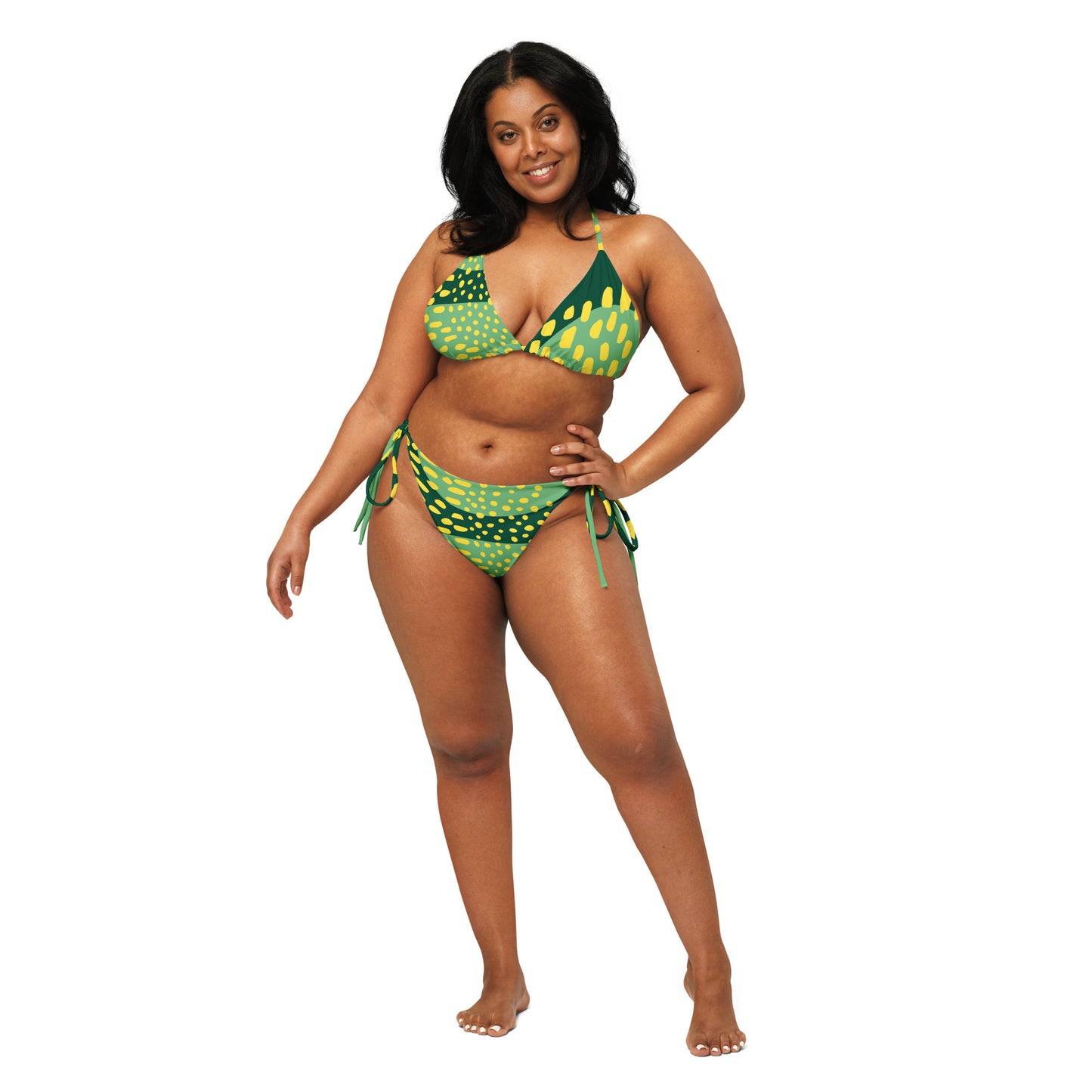 Lime Green & Yellow String Bikini | Eco-Friendly Swimwear