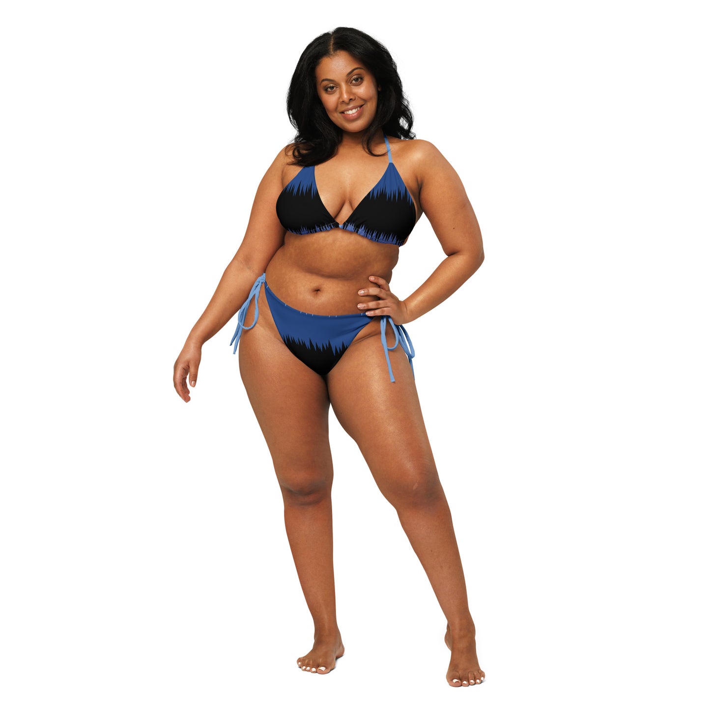 Dark Blue & Black String Bikini | Eco-Friendly Swimwear