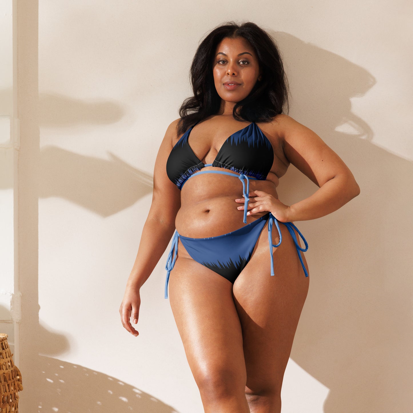 Dark Blue & Black String Bikini | Eco-Friendly Swimwear