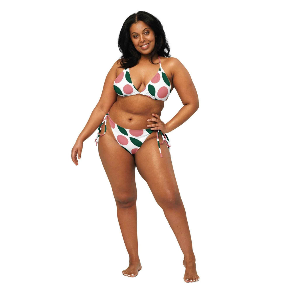 Eco-Friendly Bikini Swimwear - Women's Pink Green White Recycled String Bikini - HOPE Athlete Apparel & Wellness 