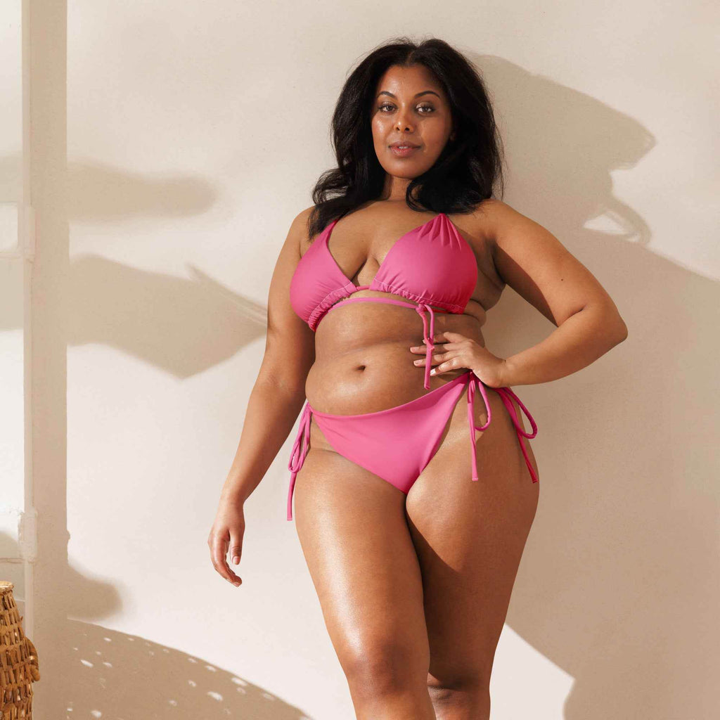 Women's Pink Print Eco-Friendly Swimwear Recycled String Bikini - HOPE Athlete Apparel & Wellness 