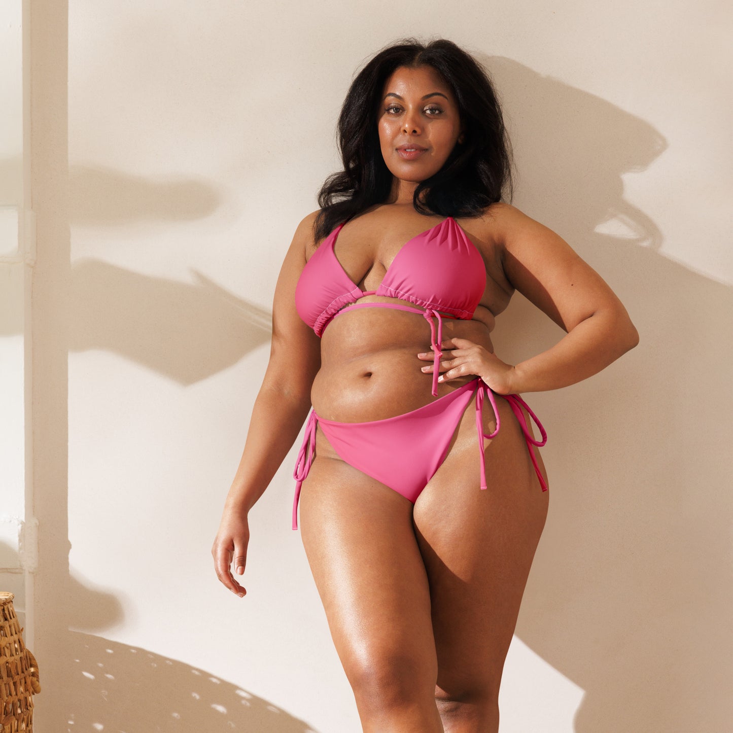 Women's Pink Print Recycled String Bikini - Eco-Friendly Swimwear