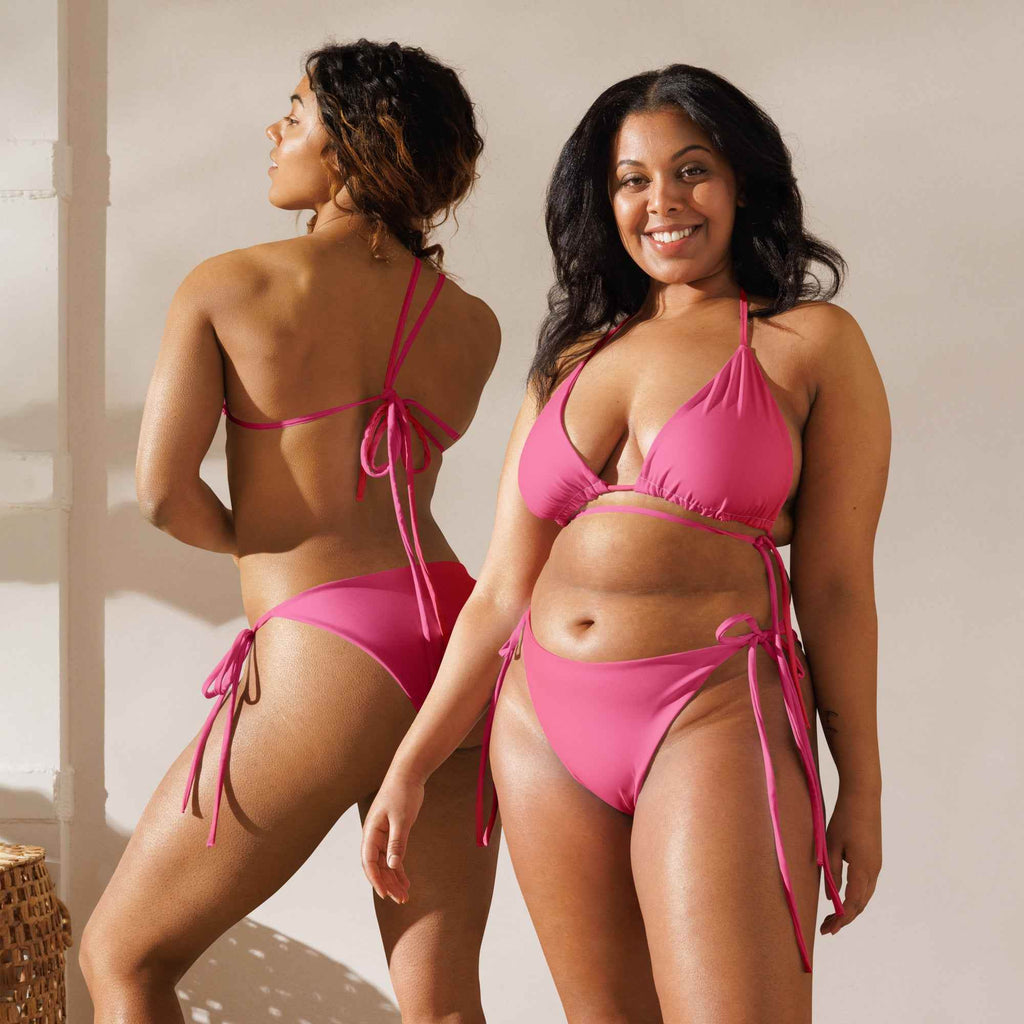Women's Pink Print Eco-Friendly Swimwear Recycled String Bikini - HOPE Athlete Apparel & Wellness 