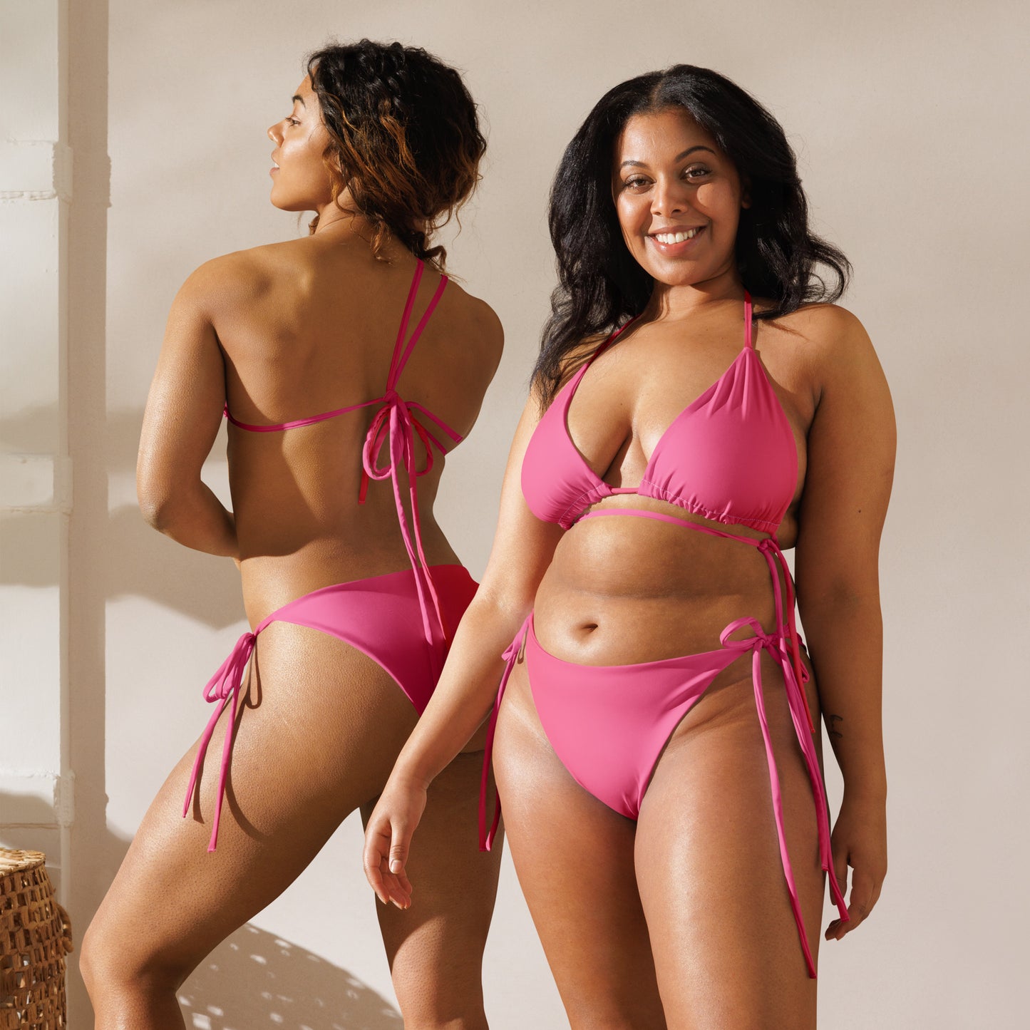 Women's Pink Print Recycled String Bikini - Eco-Friendly Swimwear