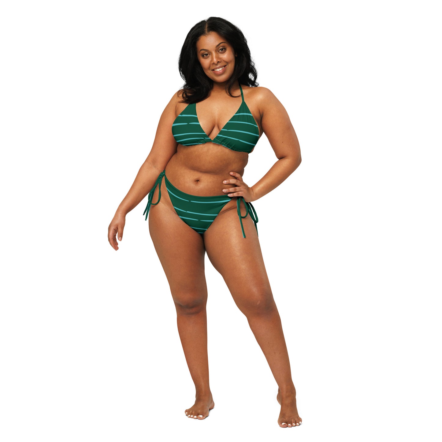 Women's Green Summer Recycled String Bikini - Sustainable Swimwear