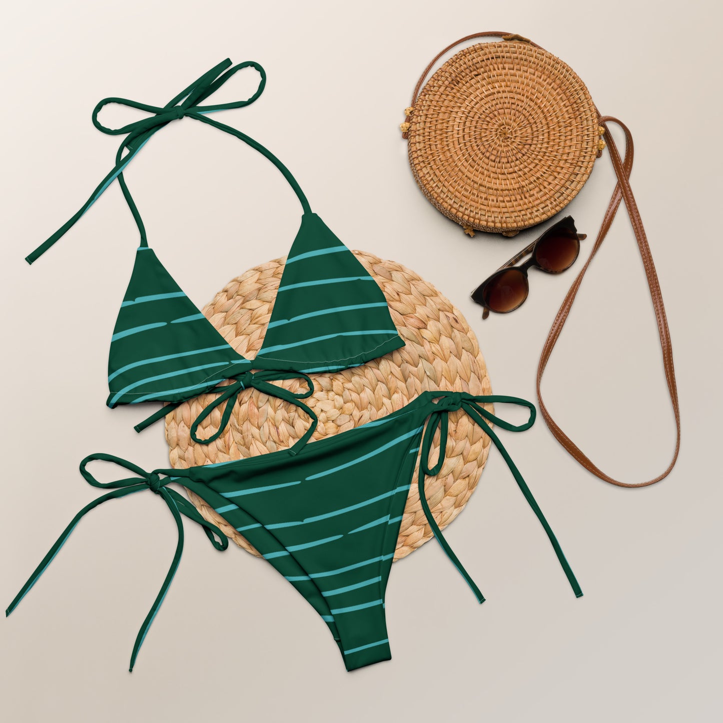 Women's Green Summer Recycled String Bikini - Sustainable Swimwear
