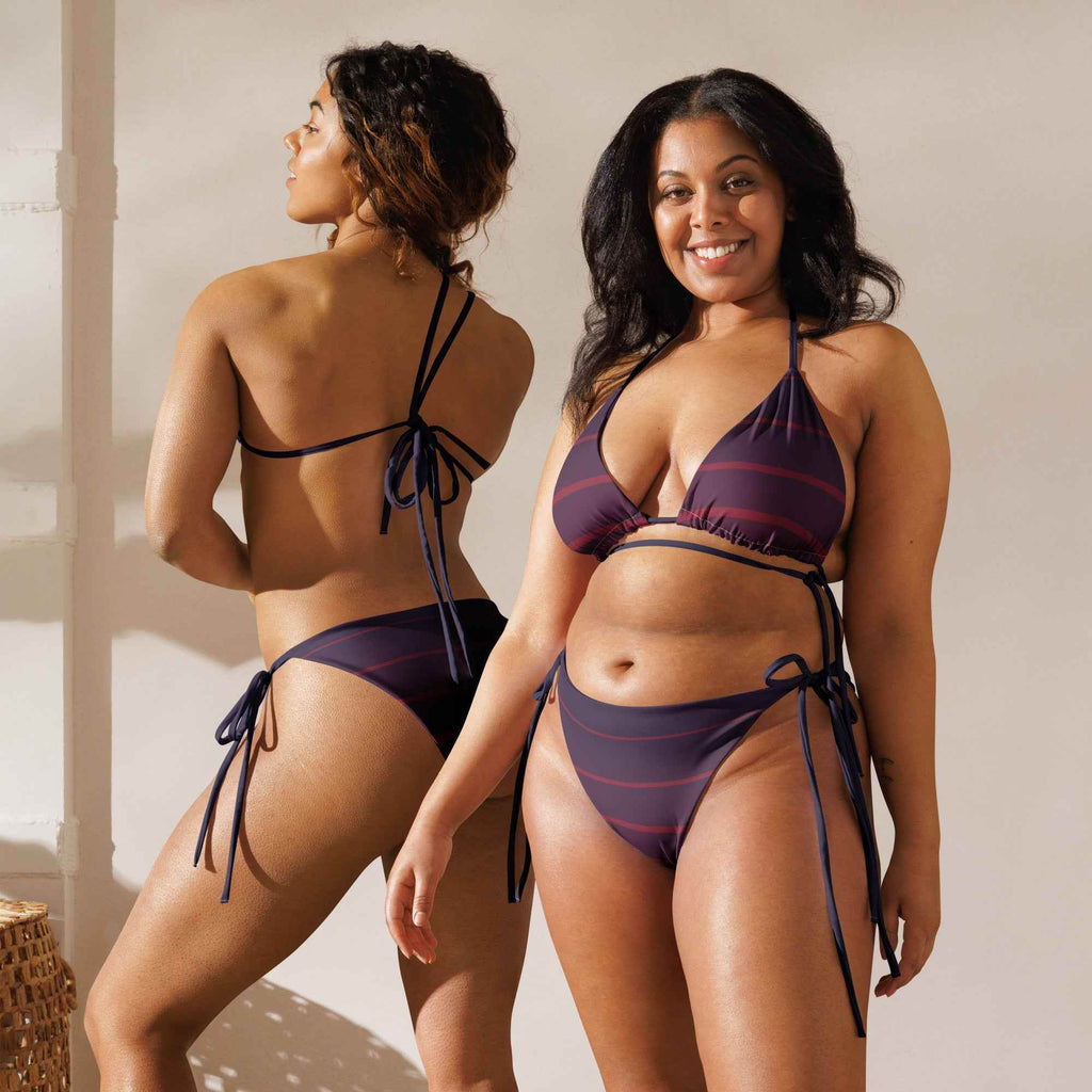 Eco-Friendly Bikini Swimwear - Dark Pink Navy Blue Recycled String Swimwear - HOPE Athlete Apparel & Wellness 