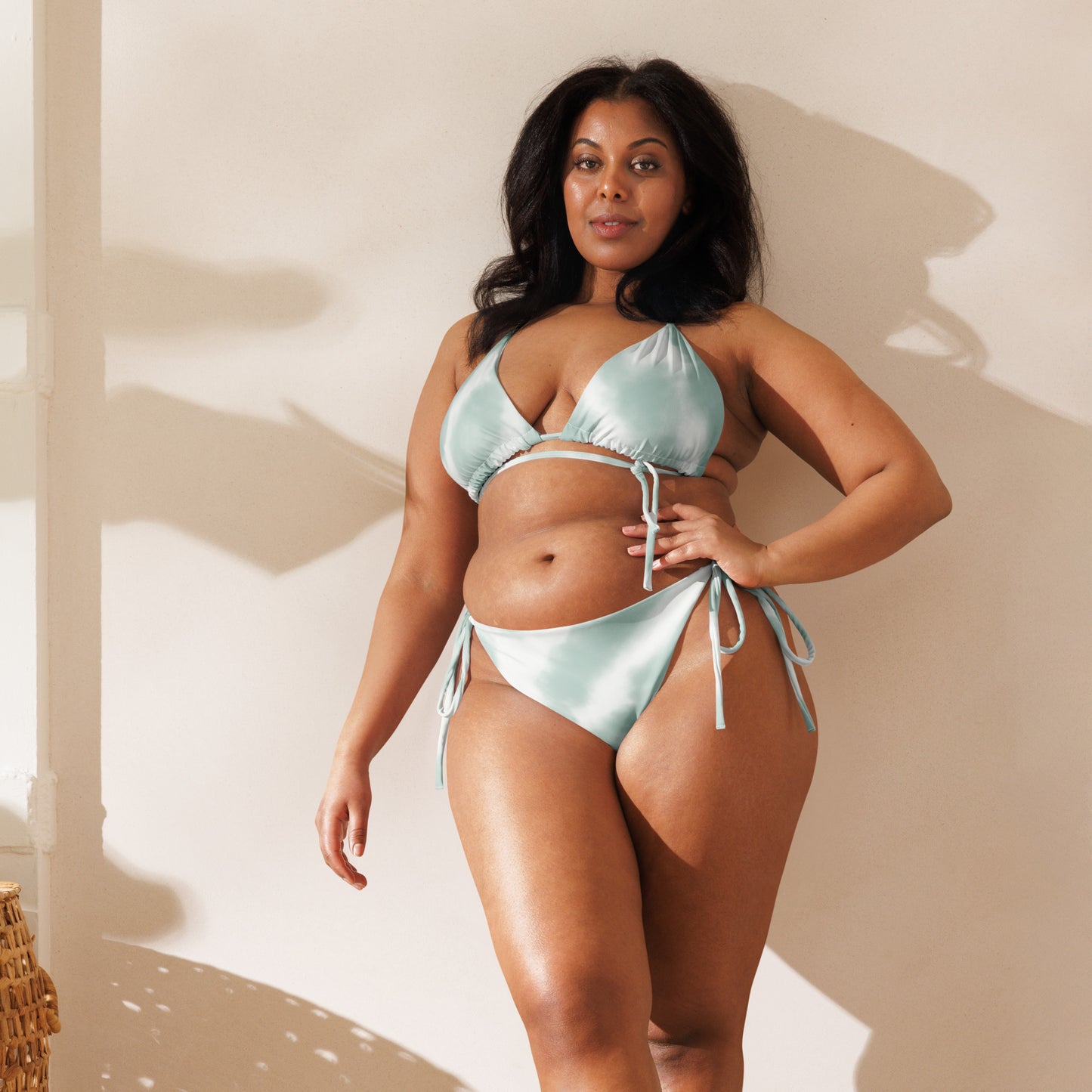 Women's Green & White Sustainable Summer Vibes: Recycled String Bikini