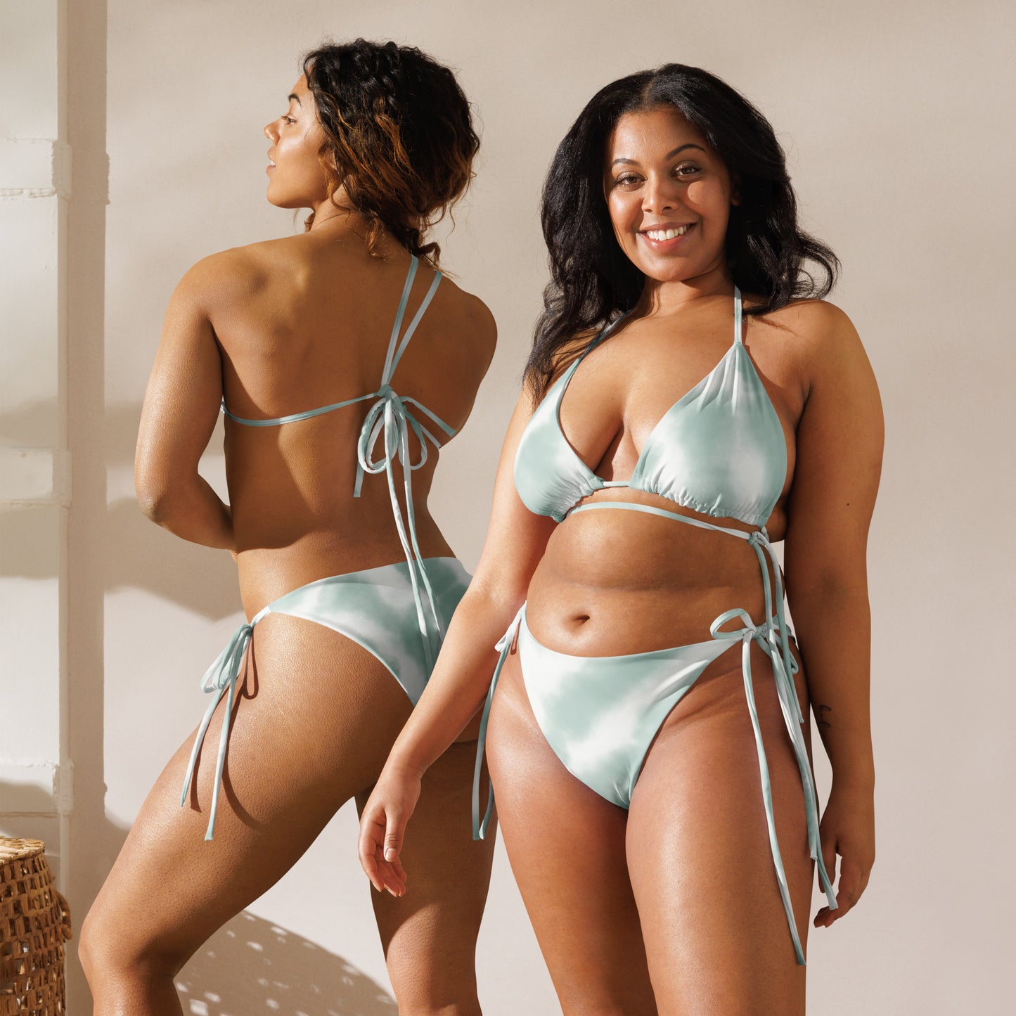 Women's Green & White Sustainable Summer Vibes: Recycled String Bikini