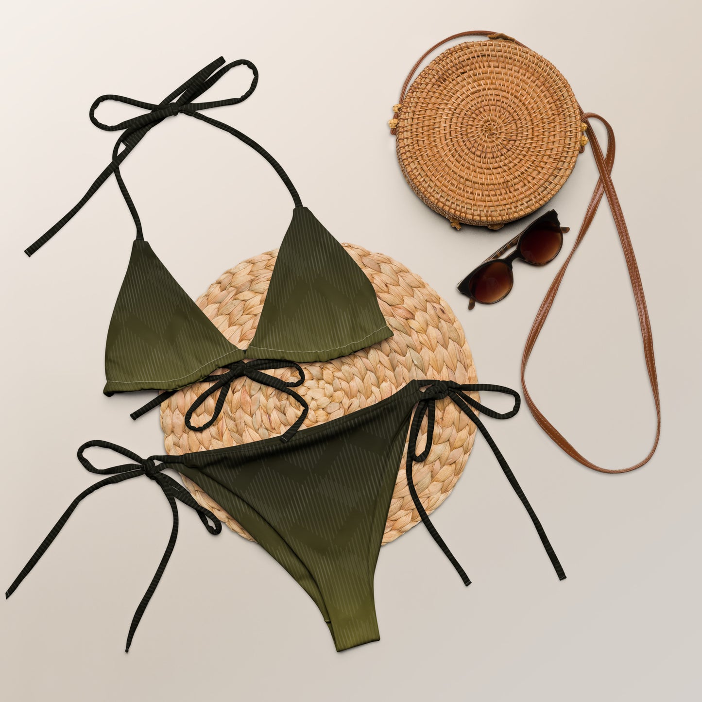 Olive Green String Bikini | Eco-Friendly Swimwear for Women