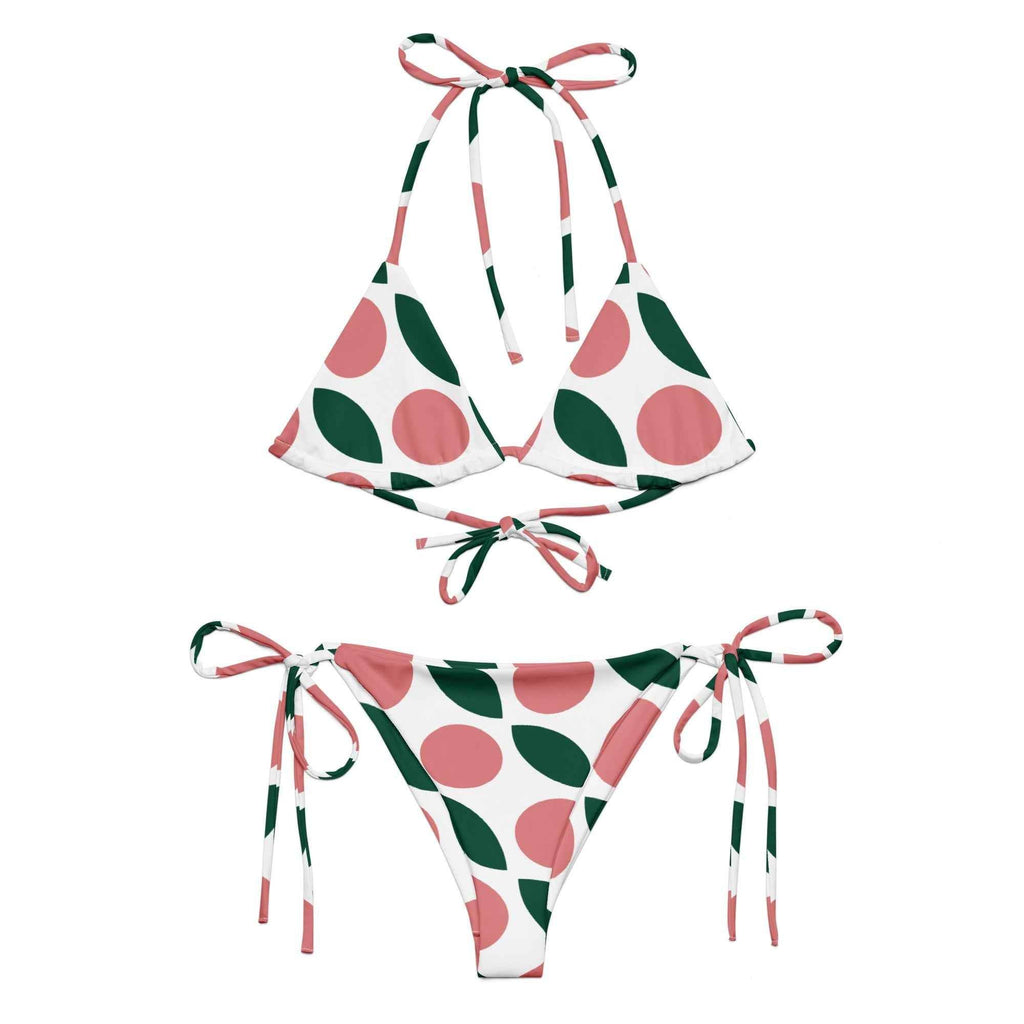 Eco-Friendly Bikini Swimwear - Women's Pink Green White Recycled String Bikini - HOPE Athlete Apparel & Wellness 