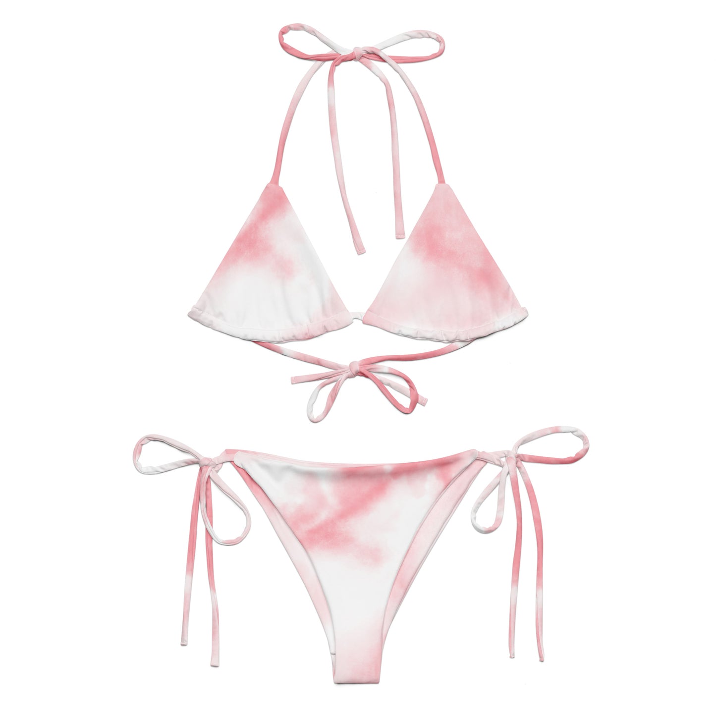 Women's Pink & White Print Eco-Friendly String Bikini - Sustainable Swimwear