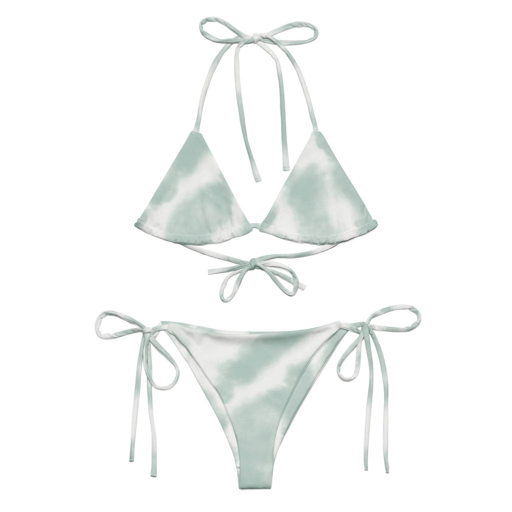 Women's Recycled Bikini for Women: Green & White Sustainable Summer Vibes String Bikini - HOPE Athlete Apparel & Wellness 