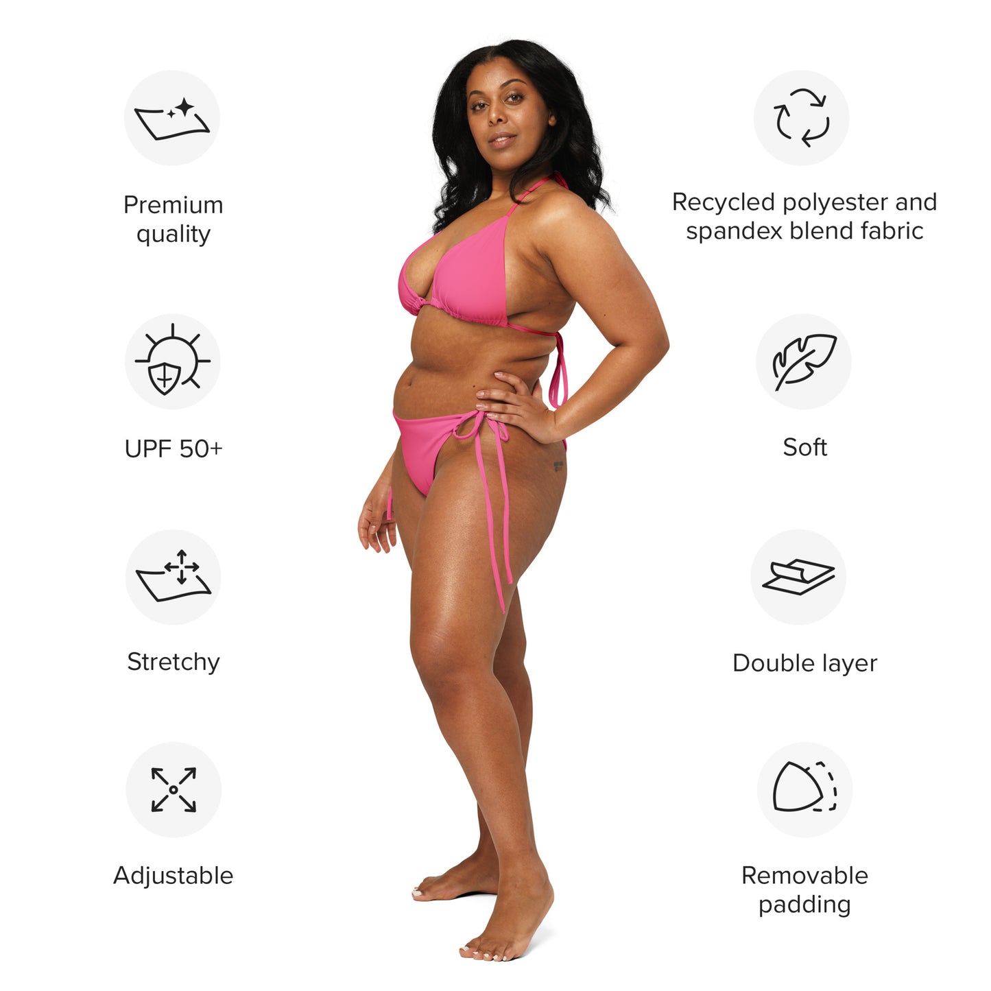 Women's Pink Print Recycled String Bikini - Eco-Friendly Swimwear